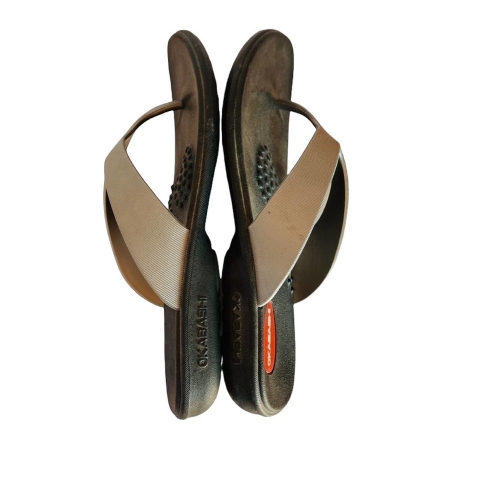 OKABASHI Marina Gray Charcoal Size Medium Flip Flops - Picture 5 of 8